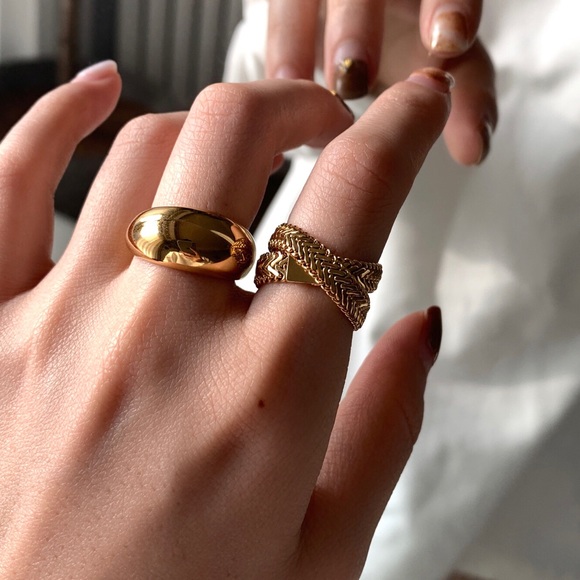 LAST2 Gold Plated Snake Herringbone Soft Chain Wrap Ring - Picture 8 of 13